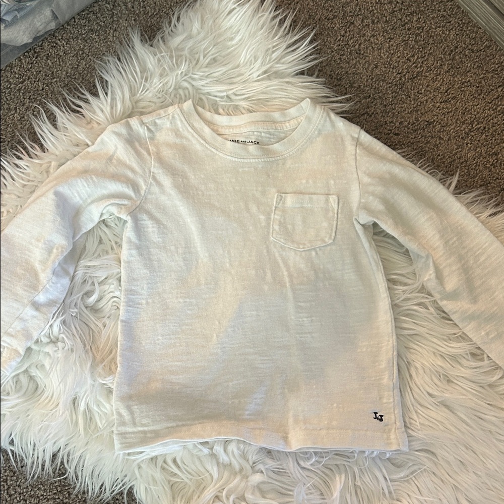 Janie and Jack Cream Long-Sleeve Pocket Tee